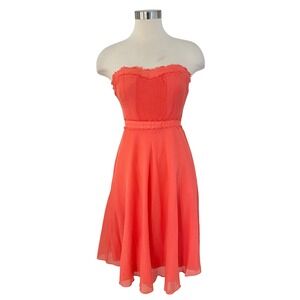 J. Crew Strapless Pleated Midi Dress Womens 4 Cotton Silk Lightweight Fairy